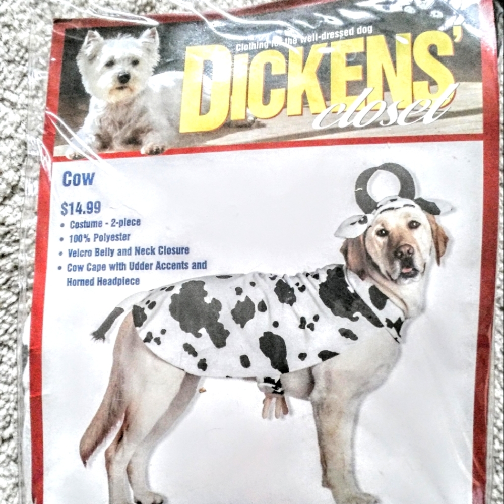 SMALL DOG OUTFIT, COW WITH HORNS, NEW